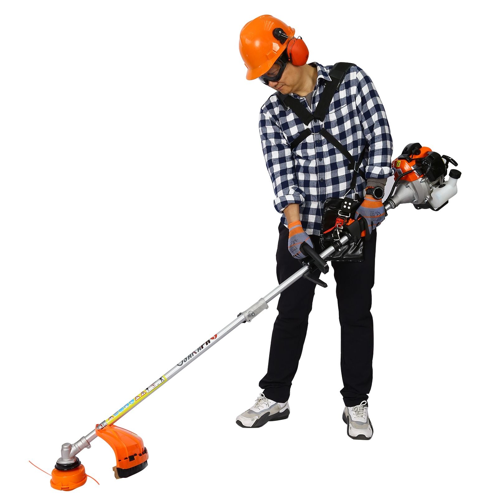 5 in 1 Multi-Functional Trimming Tool, 56CC 2-Cycle Garden Tool System with Gas Pole Saw, Hedge Trimmer, Grass Trimmer, and Brush Cutter EPA Compliant - Discount Msrp 