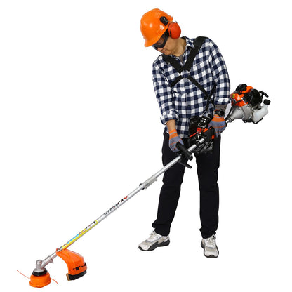 5 in 1 Multi-Functional Trimming Tool, 56CC 2-Cycle Garden Tool System with Gas Pole Saw, Hedge Trimmer, Grass Trimmer, and Brush Cutter EPA Compliant - Discount Msrp 