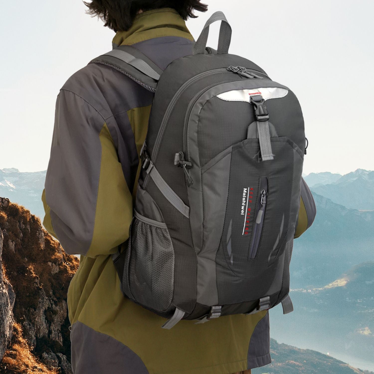 36L Travel Backpack Waterproof Hiking Daypack with Multiple Compartments and Pockets, Nylon Backpack for Camping - Discount Msrp 