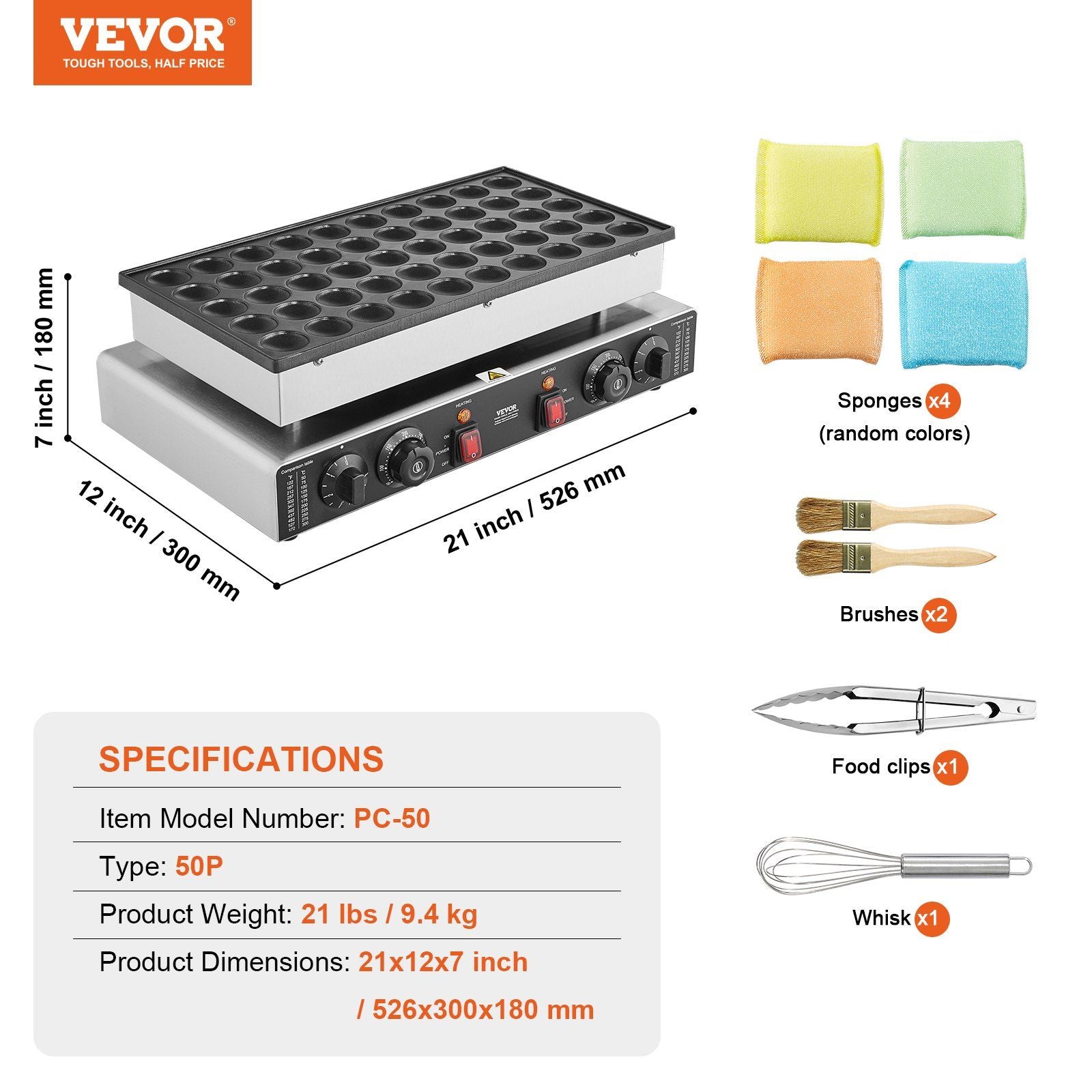 VEVOR 50PCS 43mm Mini Dutch Pancake Maker Commercial Dorayaki Baker 1700W - Discount Msrp 