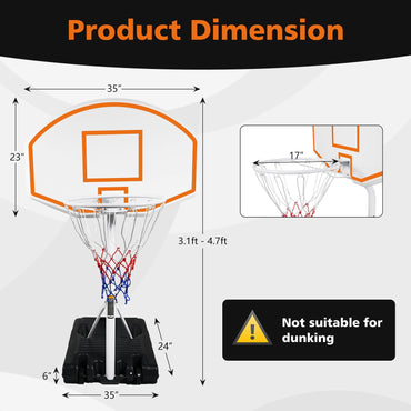 Poolside Basketball Hoop Portable Swimming Pool Basketball System Height Adjustable 3.1ft-4.7ft with 36" Backboard for Indoor Outdoor Use Orange - Discount Msrp 