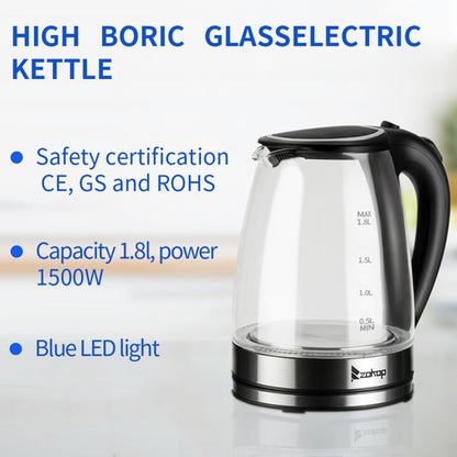 [Old Code: 93541003] ZOKOP HD-1857-A 110V 1200W 1.8L Electric Glass Kettle US Plug - Discount Msrp 