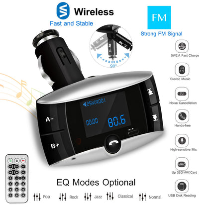 Car Wireless FM Transmitter USB Charger Hands-free Call MP3 Player SD Card Reading Aux-in LED Display - Discount Msrp 