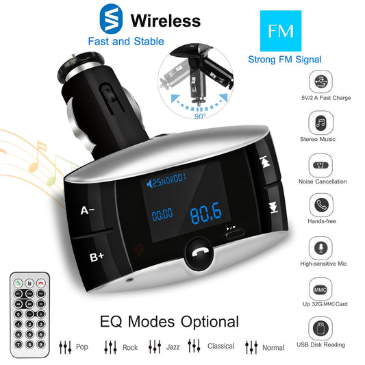 Car Wireless FM Transmitter USB Charger Hands-free Call MP3 Player SD Card Reading Aux-in LED Display - Discount Msrp 