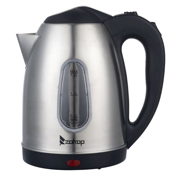 US Standard ZOKOP HD-1802S 120V 1200W 1.5L Stainless Steel Electric Kettle with Water Window [Same code 00574412] - Discount Msrp 