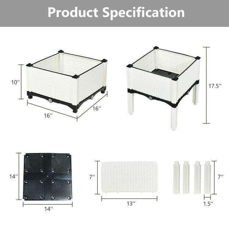 Set of 4 Elevated Flower Vegetable Herb Grow Planter Box - Discount Msrp 