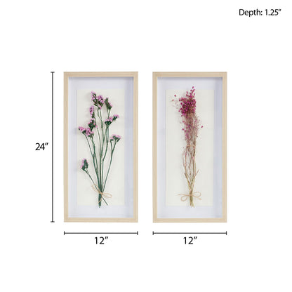 Dried Flower 2-piece Shadow Box Wall Decor Set - Discount Msrp 