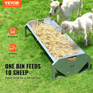 VEVOR Livestock Feeding Trough 22 Gallon Capacity 45" Goat Feeder for 10 Sheep - Discount Msrp 