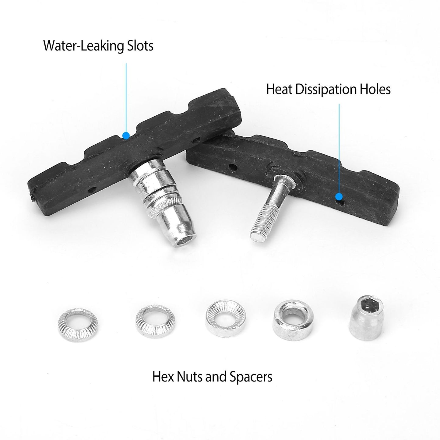 5 Pairs V Bike Brake Pads Road Mountain Bicycle V-Brake Blocks Set 70mm Non-Slip V Bicycle Stop Caliper - Discount Msrp 