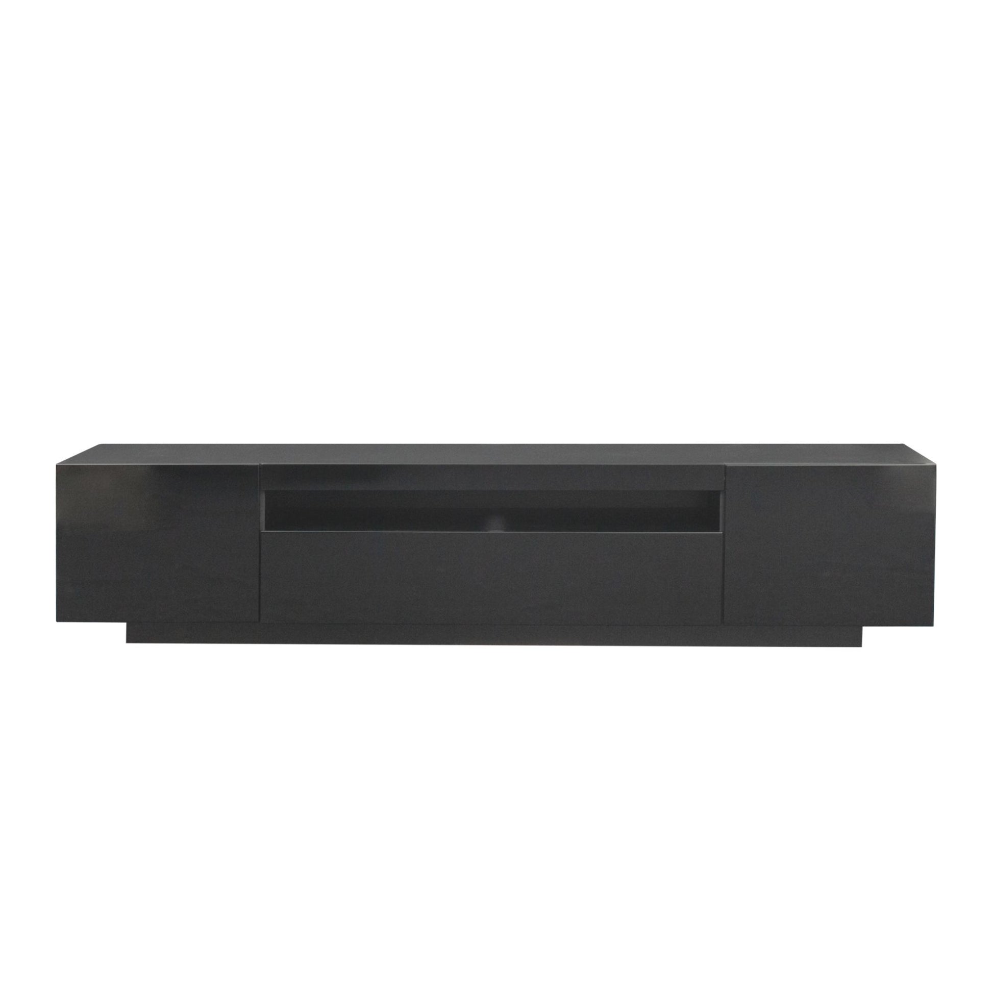 TV Cabinet Wholesale, Black TV Stand with Lights, Modern LED TV Cabinet with Storage Drawers, Living Room Entertainment Center Media - Discount Msrp 