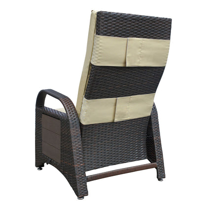Outdoor Adjustable Wicker Recliner with Flip Table - Discount Msrp 