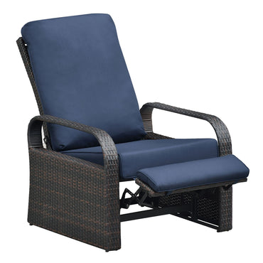 Outdoor Recliner Chair; Automatic Adjustable Wicker Lounge Recliner Chair with 5.12'' Thicken Cushion - Discount Msrp 