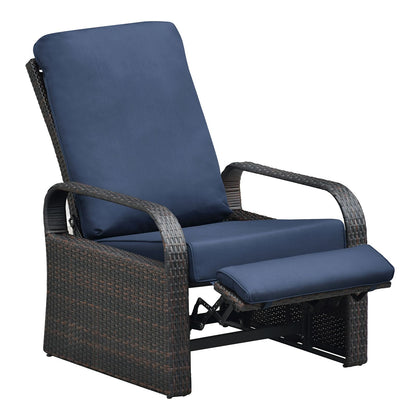 Outdoor Recliner Chair; Automatic Adjustable Wicker Lounge Recliner Chair with 5.12'' Thicken Cushion - Discount Msrp 
