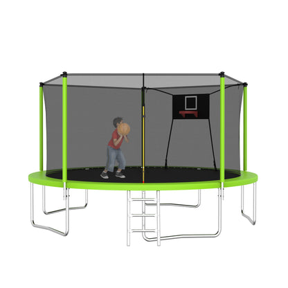 14FT Trampoline ,Sports Fitness Trampolines with Enclosure Net, Recreational Trampolines for Outdoor Indoor - Discount Msrp 