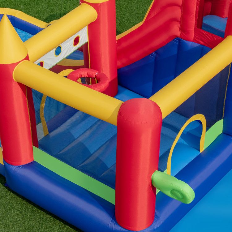 9-in-1 Inflatable Bounce Castle with Water Slide and Splash Pool without Blower - Discount Msrp 