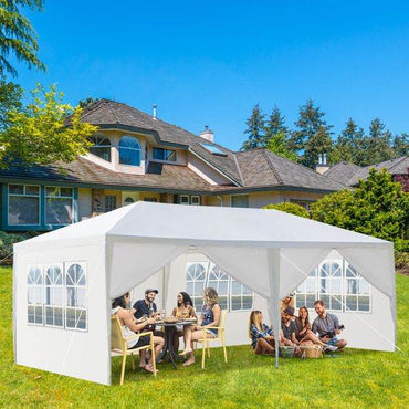 10'x20' Outdoor Party Tent with 6 Removable Sidewalls; Waterproof Canopy Patio Wedding Gazebo; White - Discount Msrp 