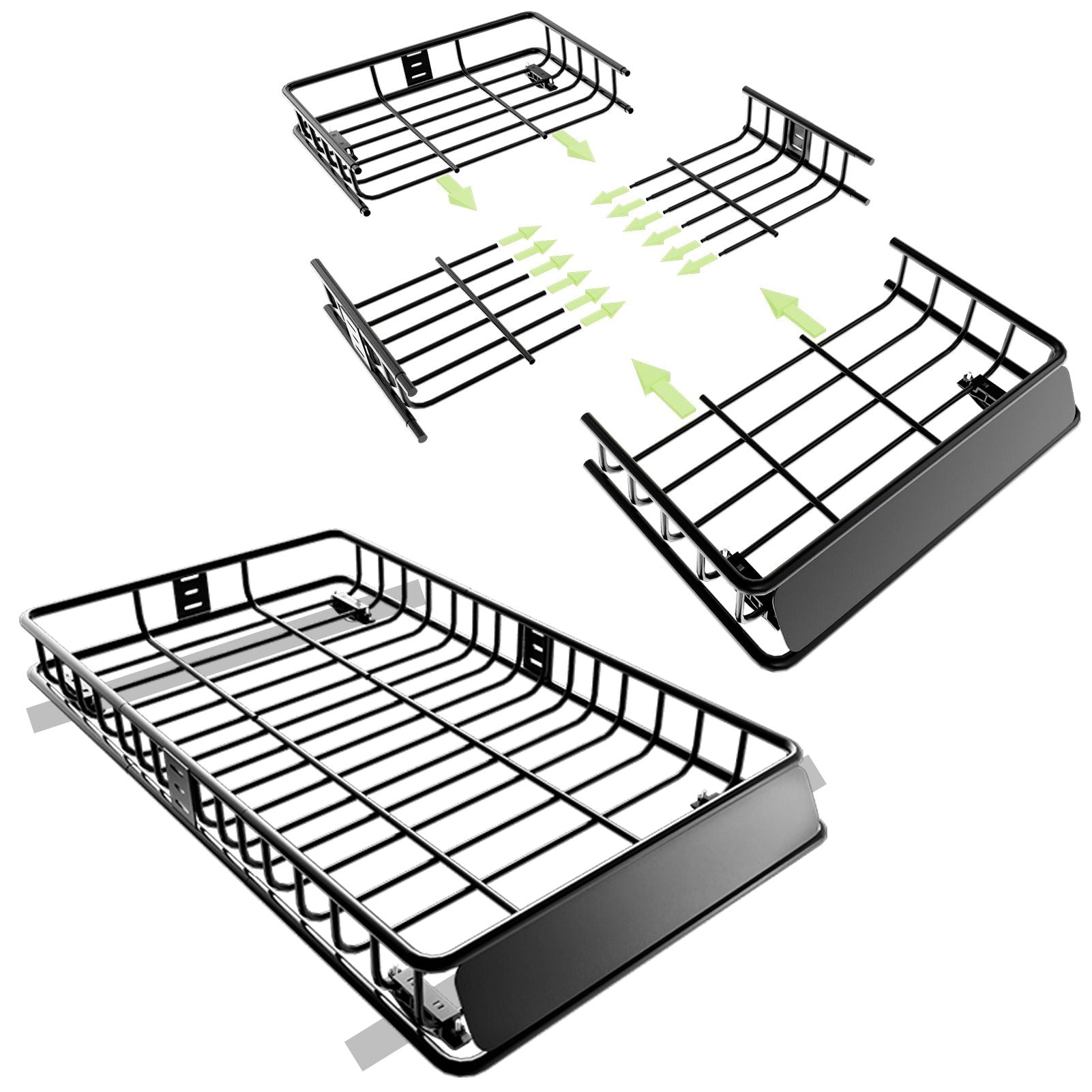 64"x39"x6"/51"x36"x5" Roof Rack,Heavy Duty Rooftop Cargo Carrier,Roof Basket with Waterproof Bag,Elastic Net with Attachment Hooks,Ratchet Strap,Universal Roof Rack Fits for SUV Truck,260lbs Capacity - Discount Msrp 