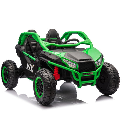 24V Two-seater Kids Ride On UTV w/Parents Control,20in seat width,400W Super high power,Four-wheel Suspension,Bluetooth,MP3,USB,LED Light,Horn,Rear storage space,Speeds 3.73-4.97MPH For Kids aged 3+. - Discount Msrp 