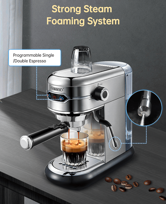 capsule + coffee powder + milk foam 3-in-1 semi-automatic coffee machine 19Bar extraction mocha Nestle espresso 1 cup / 2 cup, electronic button powder hammer 51mm touch sensing 1450W steam - Discount Msrp 