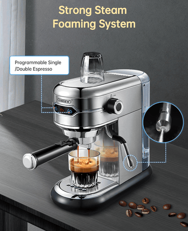 capsule + coffee powder + milk foam 3-in-1 semi-automatic coffee machine 19Bar extraction mocha Nestle espresso 1 cup / 2 cup, electronic button powder hammer 51mm touch sensing 1450W steam - Discount Msrp 