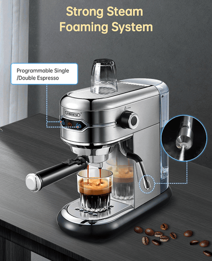 capsule + coffee powder + milk foam 3-in-1 semi-automatic coffee machine 19Bar extraction mocha Nestle espresso 1 cup / 2 cup, electronic button powder hammer 51mm touch sensing 1450W steam - Discount Msrp 