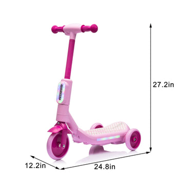 2in1 Kids Ride On Three-Wheel Electric Scooter,Tail Color Lights W/Spray,Wider Pedal,PU Wheels For Effective Floor Protection,Independent Light Switch With Music,One Button Acceleration For Kids 3+ - Discount Msrp 