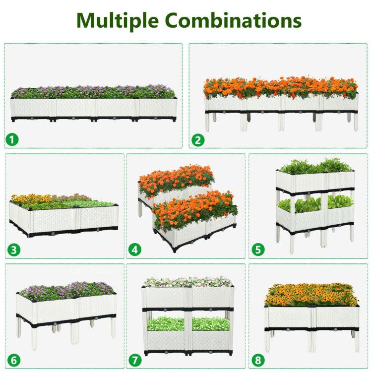 Set of 4 Elevated Flower Vegetable Herb Grow Planter Box - Discount Msrp 