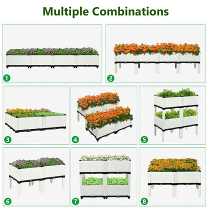 Set of 4 Elevated Flower Vegetable Herb Grow Planter Box - Discount Msrp 