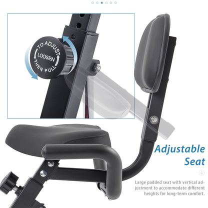 Folding Exercise Bike, Fitness Upright and Recumbent X-Bike with 16-Level Adjustable Resistance, Arm Bands and Backrest - Discount Msrp 
