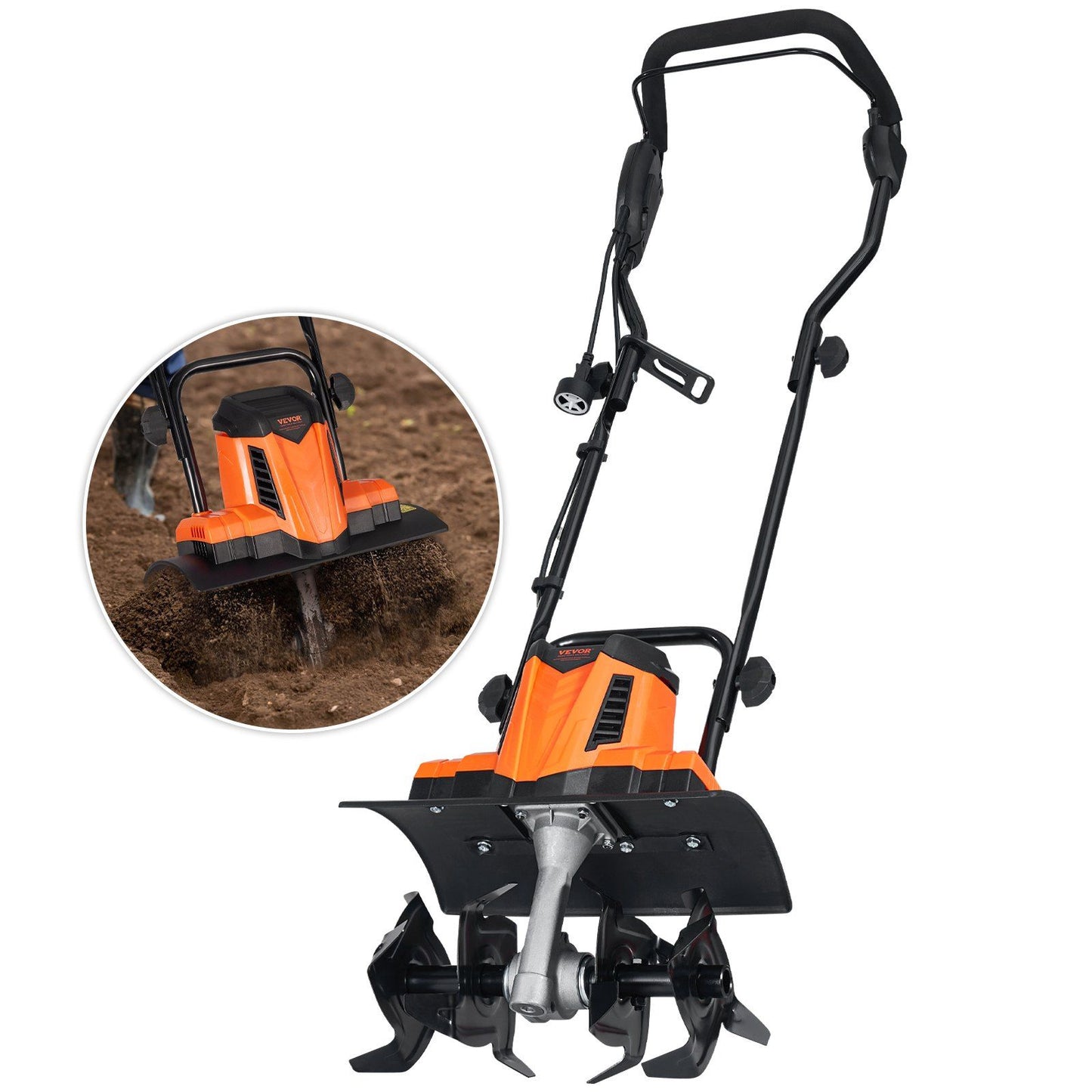 VEVOR 10 Amp Electric Tiller, 14" Tilling Width 3.94" Tilling Depth Corded Electric Tiller/Cultivator, Steel Mn Tines, Rototiller for Garden Lawn Soil Digging - Discount Msrp 