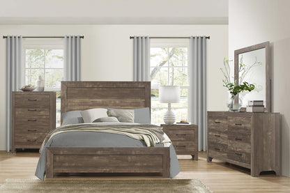Rustic Brown Finish Full Size Panel Bed Wooden Bedroom Furniture 1pc, Bed in a Box - Discount Msrp 