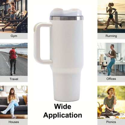 40oz V2 large capacity tumbler, With Handle And Straw Lid, Insulated Reusable Stainless Steel Water Bottles Travel Mug Coffee Cup car cup water cup For Men Women Outdoor Camping Driving, gift - Discount Msrp 