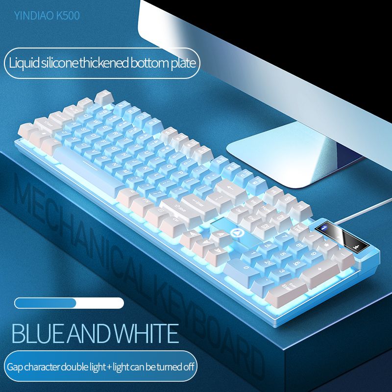 104 Keys Gaming Keyboard Wired Keyboard Color Matching Backlit Mechanical Feel Computer E-sports Peripherals for Desktop Laptop - Discount Msrp 