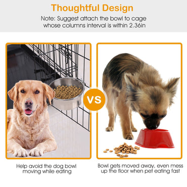 Stainless Steel Dog Bowl Pets Hanging Food Bowl Detachable Pet Cage Food Water Bowl with Clamp Holder - Discount Msrp 