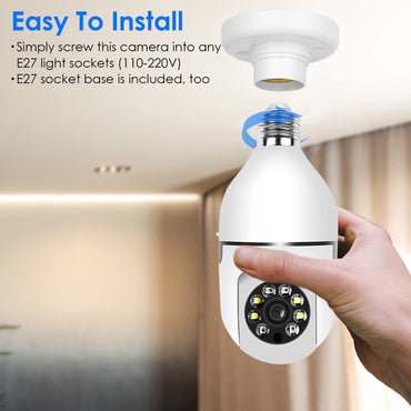 E27 WiFi Bulb Camera 1080P FHD WiFi IP Pan Tilt Security Surveillance Camera - Discount Msrp 