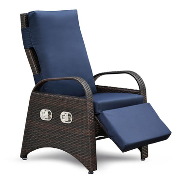 Outdoor Adjustable Wicker Recliner with Flip Table - Discount Msrp 
