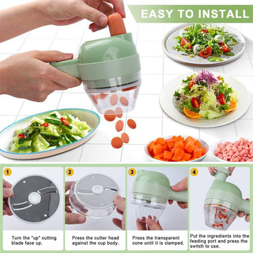 Portable Handheld 4 in 1 Electric Vegetable Slicer - Discount Msrp 