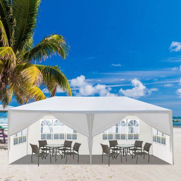 10'x20' Outdoor Party Tent with 6 Removable Sidewalls; Waterproof Canopy Patio Wedding Gazebo; White - Discount Msrp 