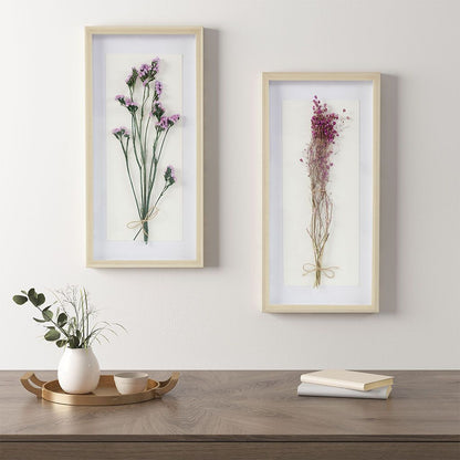 Dried Flower 2-piece Shadow Box Wall Decor Set - Discount Msrp 