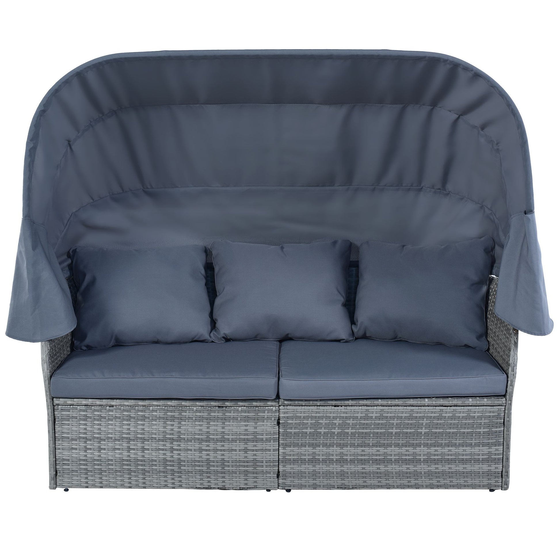 Outdoor Patio Furniture Set Daybed Sunbed with Retractable Canopy Conversation Set Wicker Furniture - Discount Msrp 