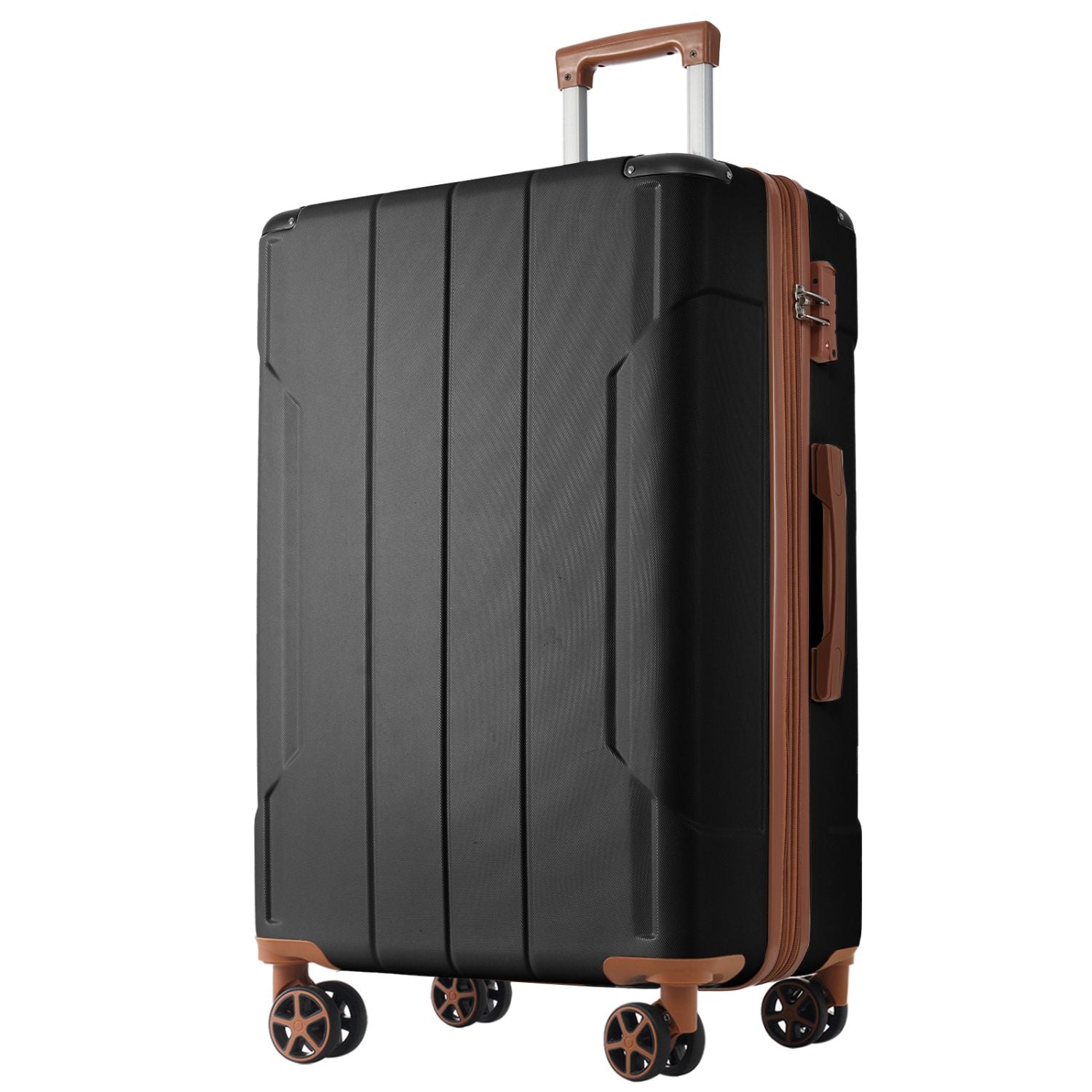 Luggage Sets 3 Piece, Hard shell ABS Lightweight Durable Suitcases with Double Spinner Wheels 20/24/28 Inch (Black Brown) - Discount Msrp 