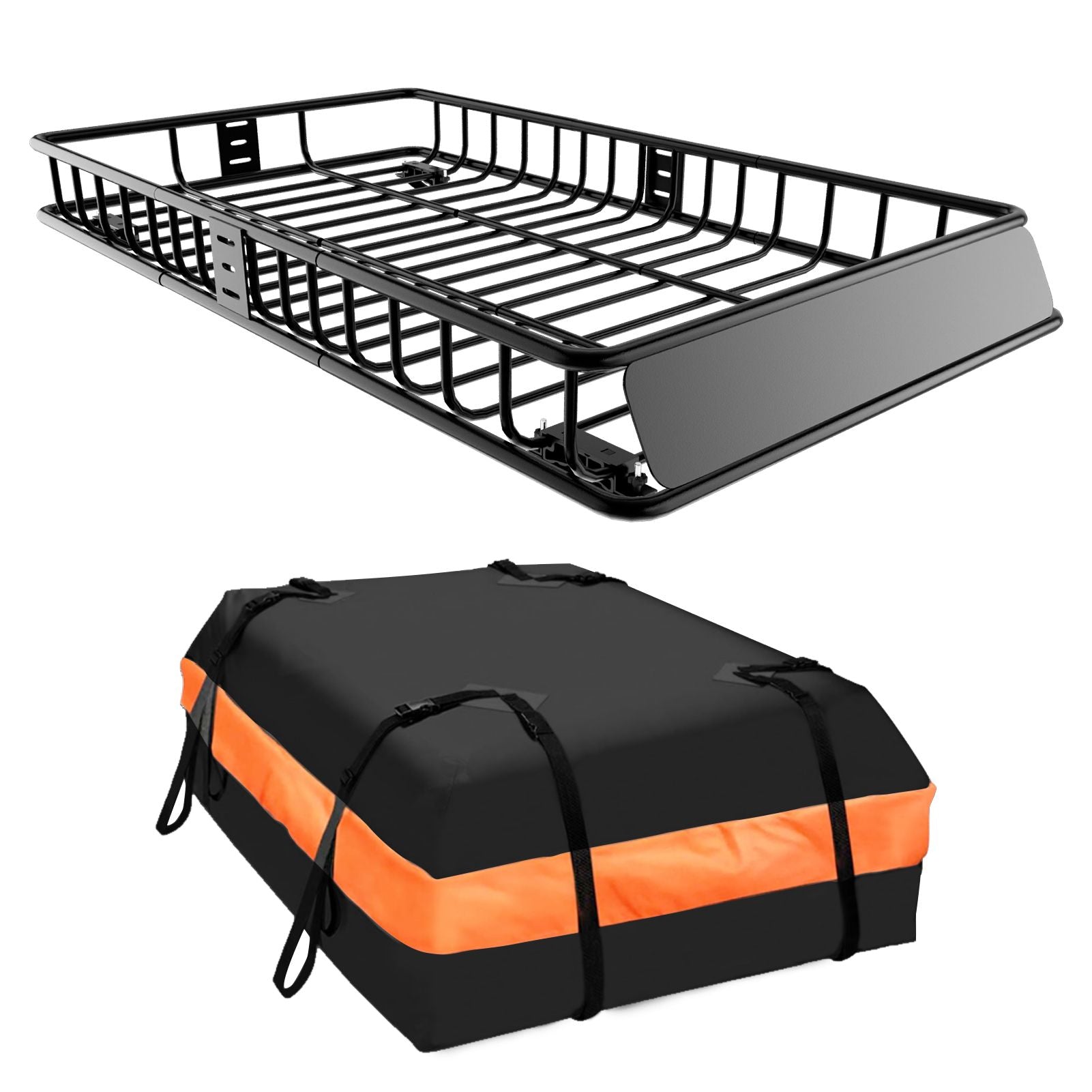 64"x39"x6"/51"x36"x5" Roof Rack,Heavy Duty Rooftop Cargo Carrier,Roof Basket with Waterproof Bag,Elastic Net with Attachment Hooks,Ratchet Strap,Universal Roof Rack Fits for SUV Truck,260lbs Capacity - Discount Msrp 