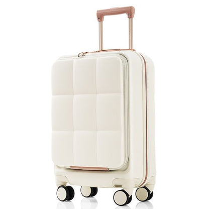 Luggage Sets 3 Piece, 20-inch with USB Port and front opening design, ABS Hard Shell Luggage with Spinner Wheels, Cup Holder, white - Discount Msrp 