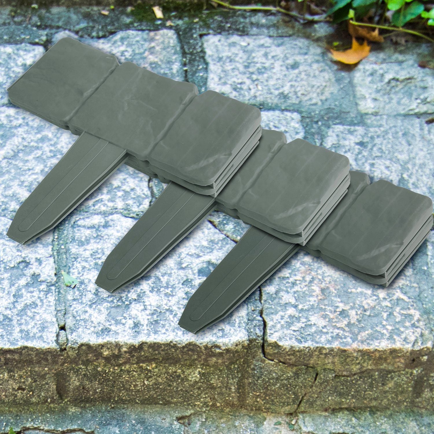 20 PCS Cobbled Stone Effect Plastic Garden Lawn Border Edging - Discount Msrp 