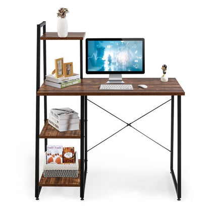 Compact Computer Desk Workstation with 4 Tier Shelves for Home and Office - Discount Msrp 
