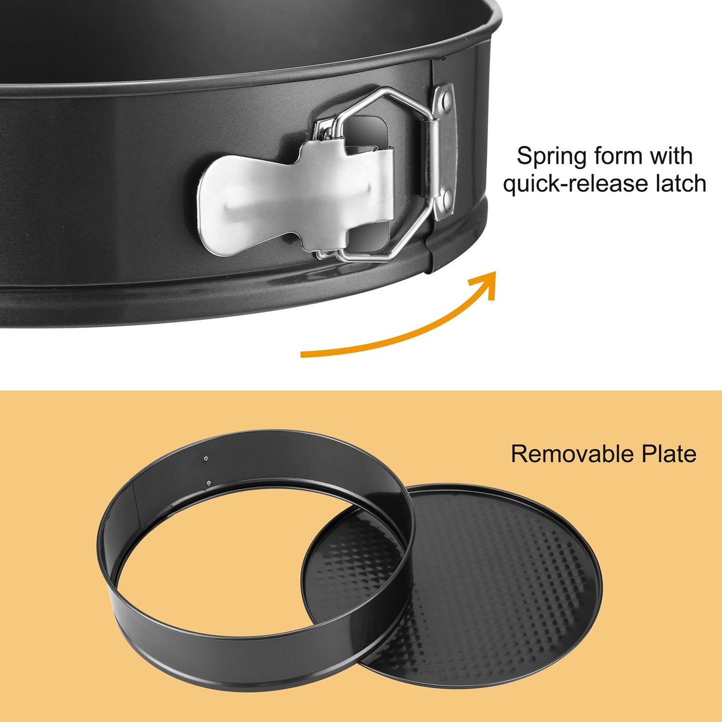 Non Stick Springform Cake Pan Leakproof 9in 10in 11in Bakeware Pan with Removable Bottom 3Pcs Per Set - Discount Msrp 
