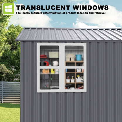 8X10FT Outdoor Storage Shed with Thickened Galvanized Steel,with Sloped Roof & Double Lockable Door,Storage Shed Large with 6 Vents, Garden Tool Shed for Backyard Garden Patio Lawn Bike,Lawnmower - Discount Msrp 
