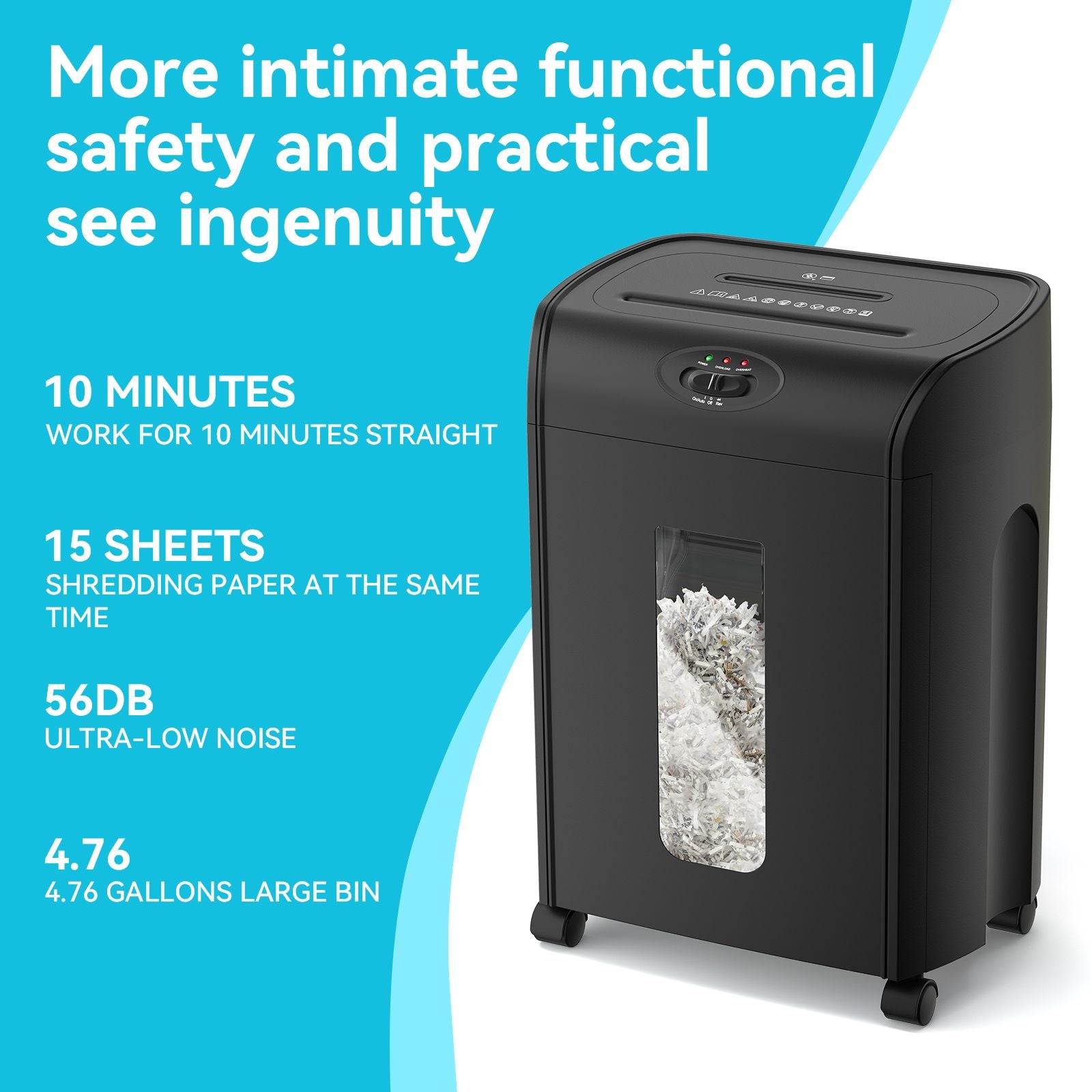 15-Sheet Cross Cut Paper Shredder,4.76 Gallons Heavy Duty Paper/CD/Card Ultra Quitet Shredder for Home and Office - Discount Msrp 
