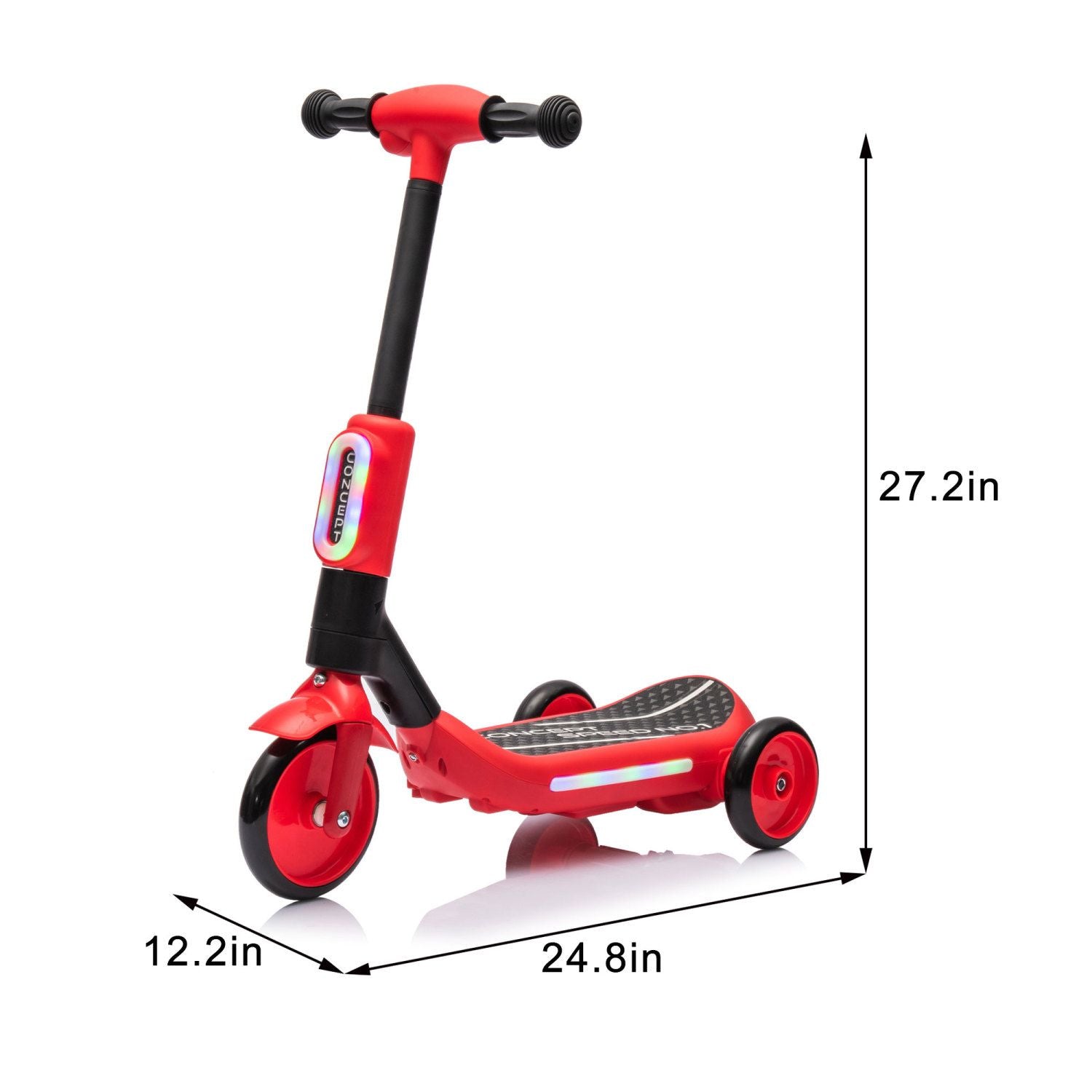 2in1 Kids Ride On Three-Wheel Electric Scooter,Tail Color Lights W/Spray,Wider Pedal,PU Wheels For Effective Floor Protection,Independent Light Switch With Music,One Button Acceleration For Kids 3+ - Discount Msrp 