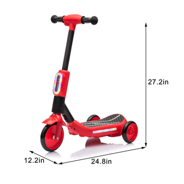 2in1 Kids Ride On Three-Wheel Electric Scooter,Tail Color Lights W/Spray,Wider Pedal,PU Wheels For Effective Floor Protection,Independent Light Switch With Music,One Button Acceleration For Kids 3+ - Discount Msrp 